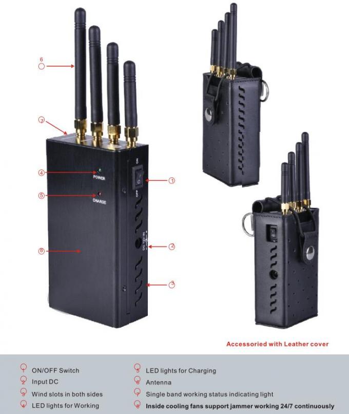 High Power Handheld Portable Signal Jammer For Worldwide All Networks