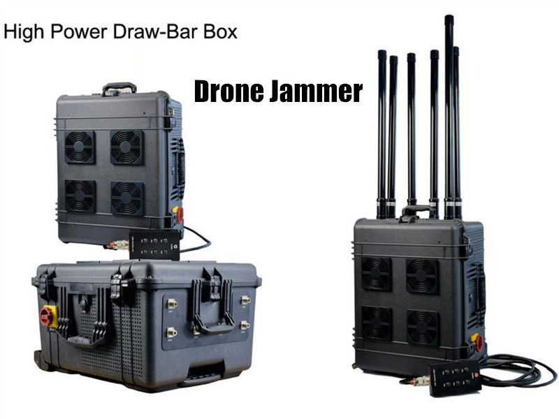 Draw Bar Box Drone Signal Jammer Portable With 360 Watts , 1000m